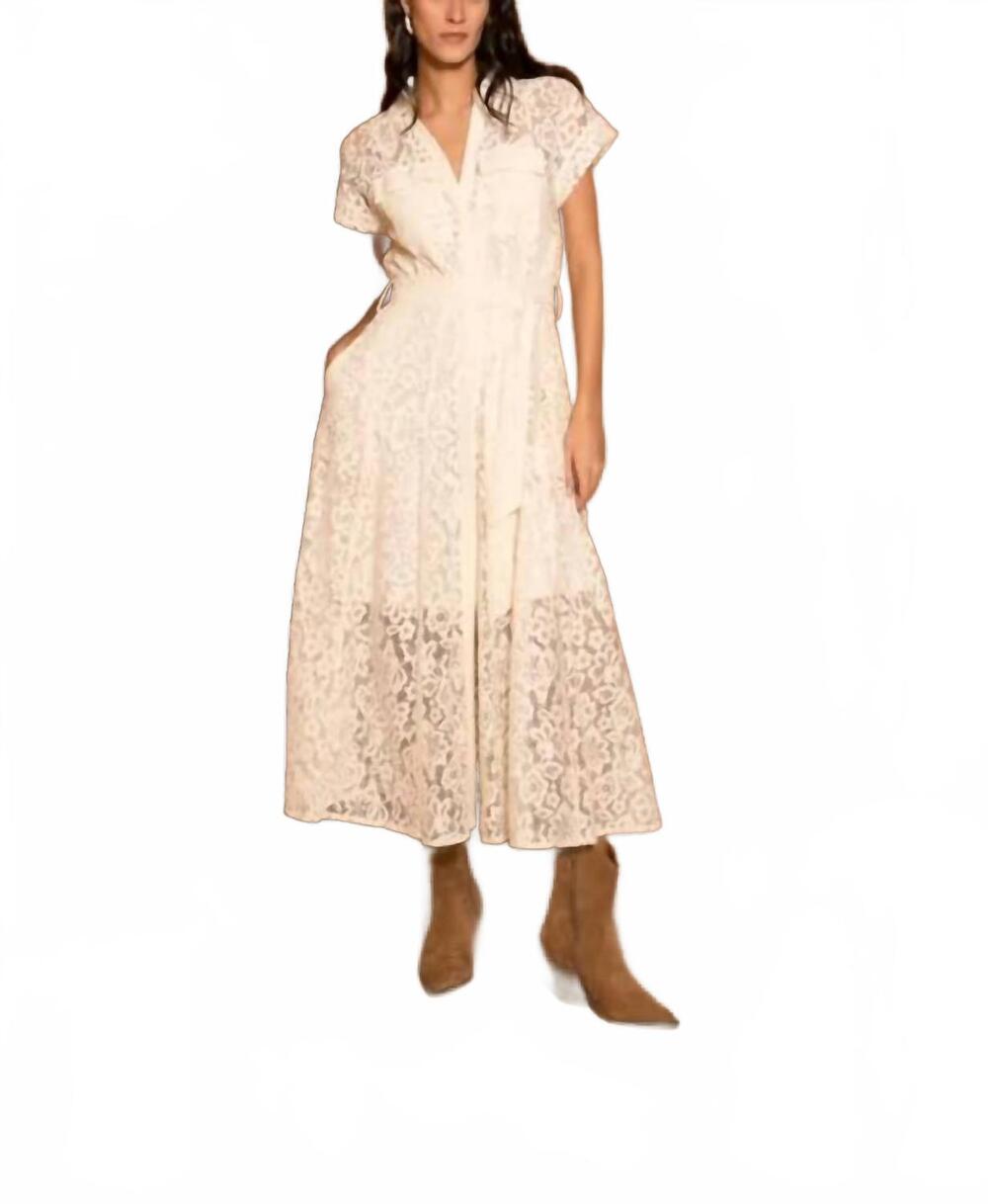 NEW CHOKLATE PARIS long lace v-neck dress in ecru